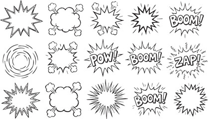 Comic book action expressions boom pow zap doodle set © Nasu artis