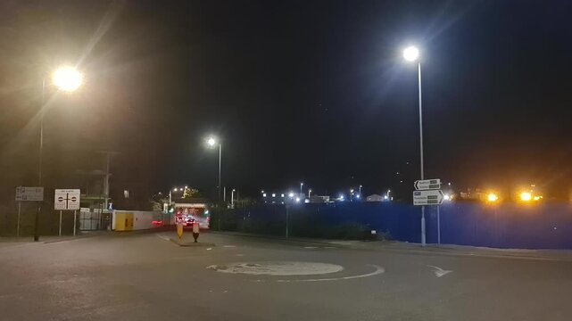 Low Angle Illuminated Streets View of Luton City of England United Kingdom After Sunset Night. Wide Angle Camera Footage Was Captured During Walk at Night of June 27th, 2026. 