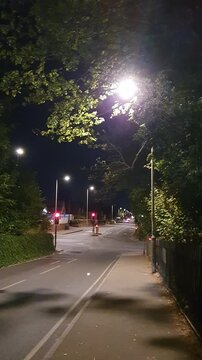 Low Angle Illuminated Streets View of Luton City of England United Kingdom After Sunset Night. Wide Angle Camera Footage Was Captured During Walk at Night of June 27th, 2026. 