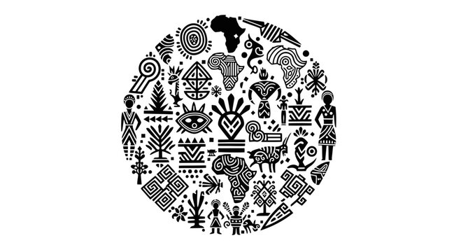 African Tribal Pattern Circle Graphic Design