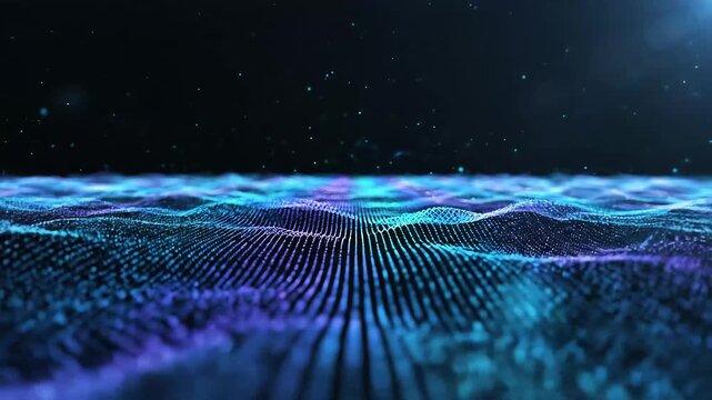 Digital particle wave field with subtle parallax effect tech-style background animation