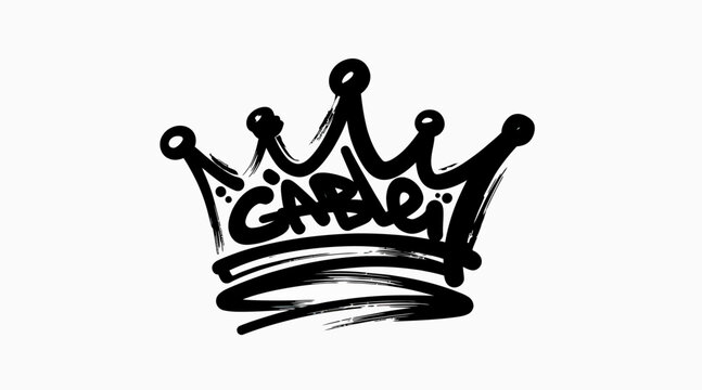 Black graffiti crown icon with ink splatters.