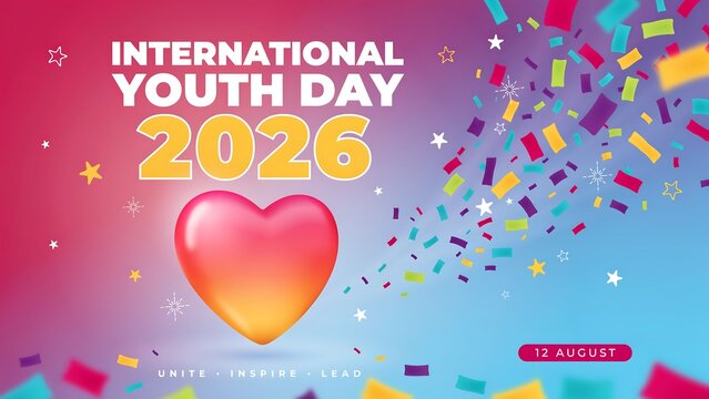 International youth day 2026 colorful celebration poster