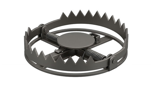 Metal Bear Trap Isolated on Black Background