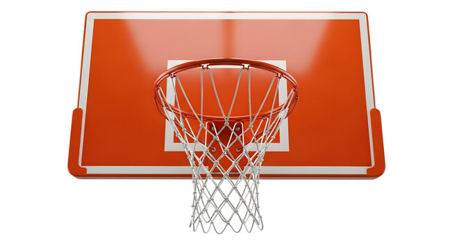 3d basketball hoop with net on wooden court