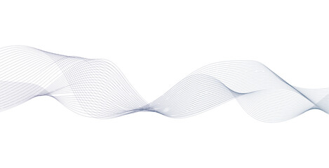 Fototapeta premium Abstract blue flowing wave ribbon lines with smooth curved mesh on transparent background, elegant futuristic technology design, minimalist gradient line art for digital presentations and websites