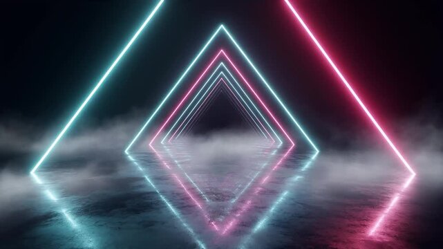Luminous fog drifting through neon lines animation