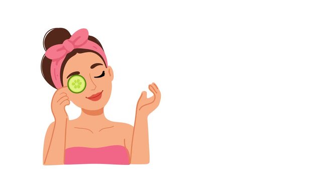 Animation of woman applying face mask