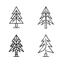 Obraz premium Various stylized illustrations of pine trees showcasing different designs and shapes