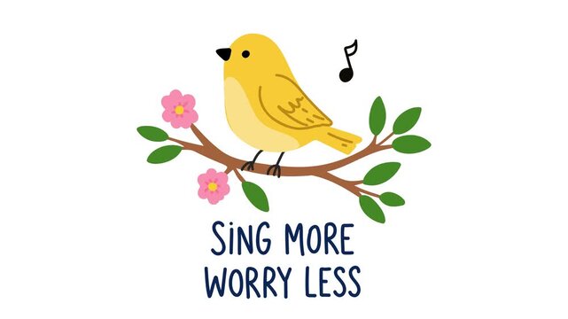 Animation of cute bird with motivational quote