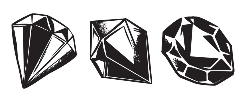 Stylized black gemstone illustrations vector set