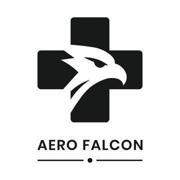 Minimalist tactical falcon bird medical cross vector logo
