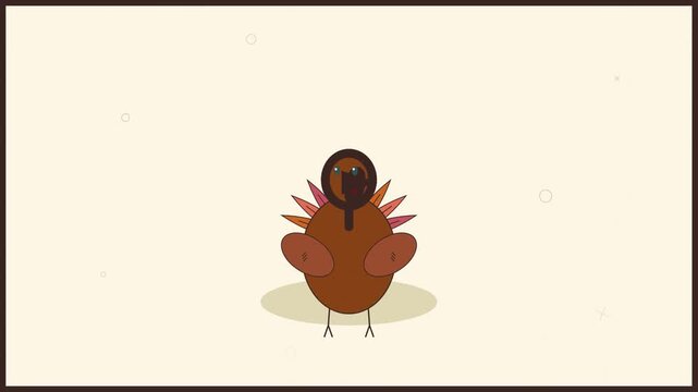 Animated Thanksgiving Turkey Character Fluttering Wings