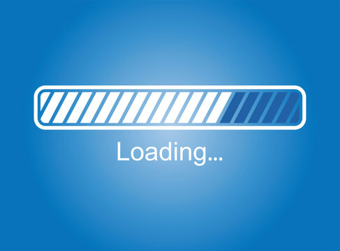 Loading Bar Icon White Download Progress Design on Blue Background