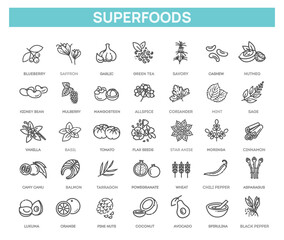 Fototapeta na wymiar Antioxidant food, herbs and spices. Healthy lifestyle