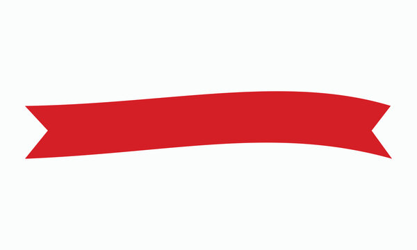 Red blank ribbon banner vector illustration for your text. classic curved decorative tape for sale, discount, special offer, announcement, award, celebration, promotion, festive, horizontal.