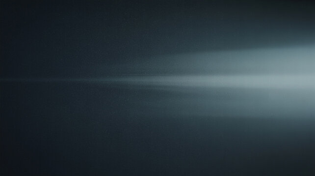 Cool blue-grey light leak on black grainy background, blurred gradient shape, noise texture abstract poster banner design