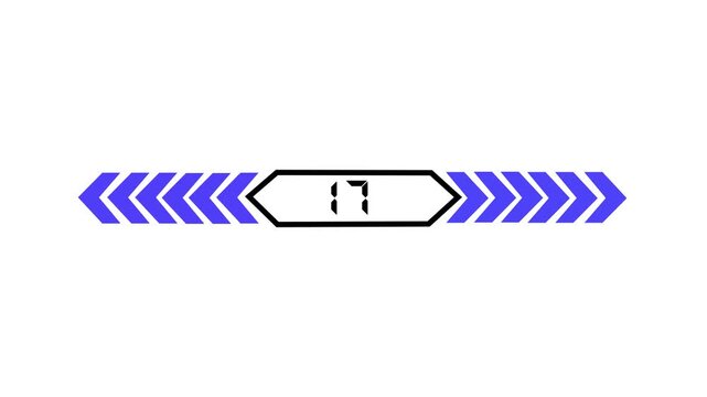 Arrow icon and 17 text animation black background 4k motion video.
