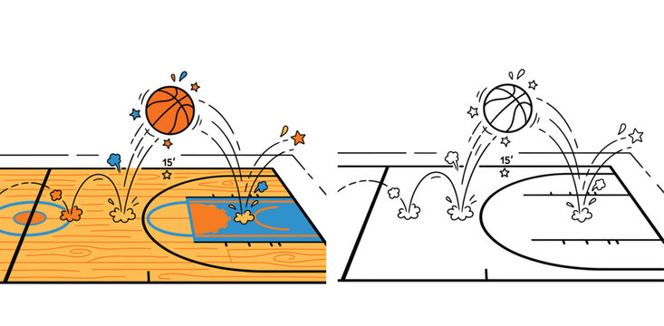 Basketball Court Bouncing Ball