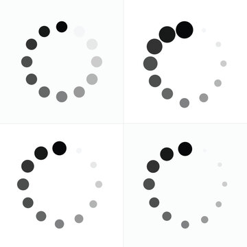 Spinner loading circle dots icon set