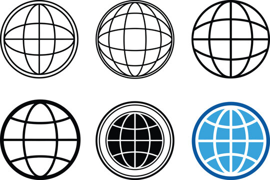Globe Vector Icon Set Global Network Collection