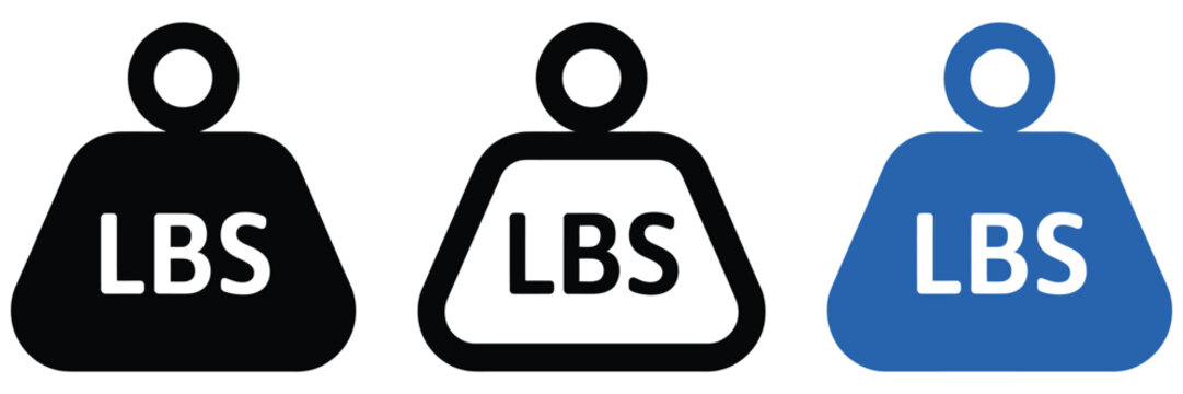 weight icons with lbs pound measurement, body weight monitoring, gym workout, fitness training and wellness vector illustration.