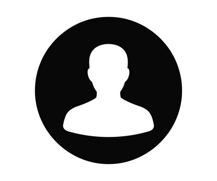 User profile avatar glyph icon inside filled black circle