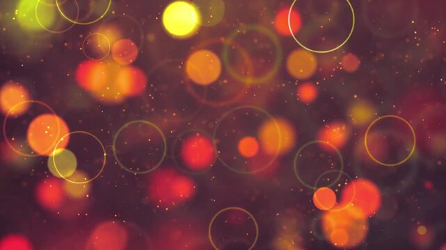 Golden and red glowing bokeh light particles background loop animation