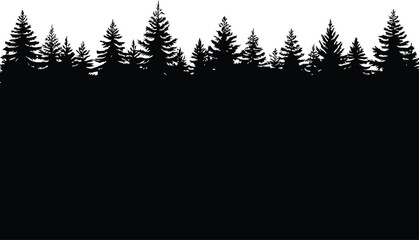 Silhouette of a dense evergreen forest against  trees pine trees © MD MOZAMMEL HAQUE