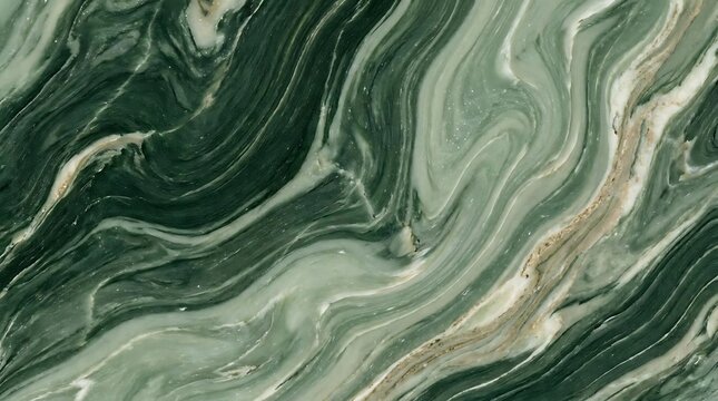 Green and white marble fluid texture background.