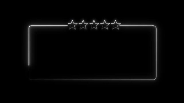 Five star rating neon frame animation with glowing border overlay