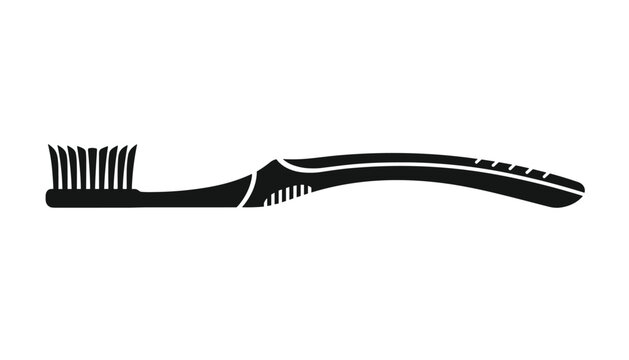 Classic toothbrush silhouette graphic icon isolated on a clean white background, representing daily dental care and oral hygiene routine.