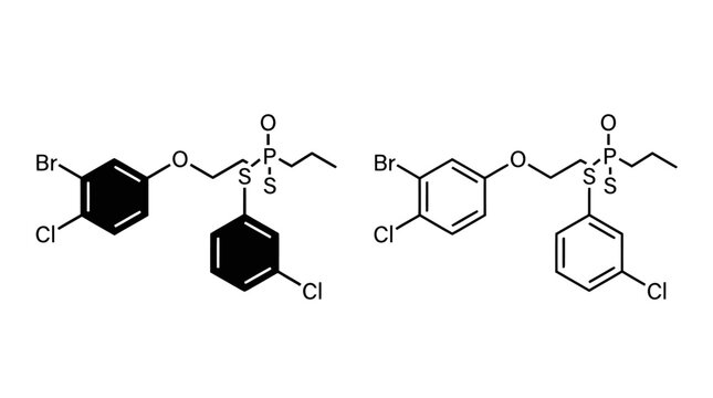 Molecular structures of organophosphorus compounds on a white background