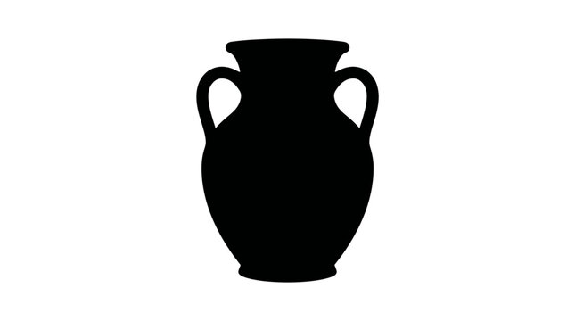 Amphora Silhouette On White Background Ancient Pottery Vessel Shape