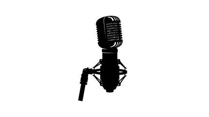 Fototapeta premium Vintage microphone silhouette against a white background