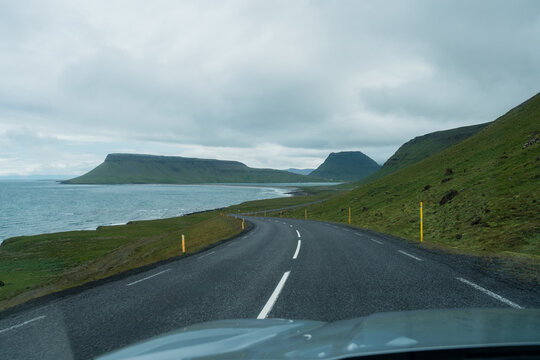 POV looking at the road in Iceland 