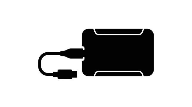 External hard drive silhouette on a white background