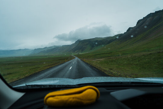 POV looking at the road in Iceland 