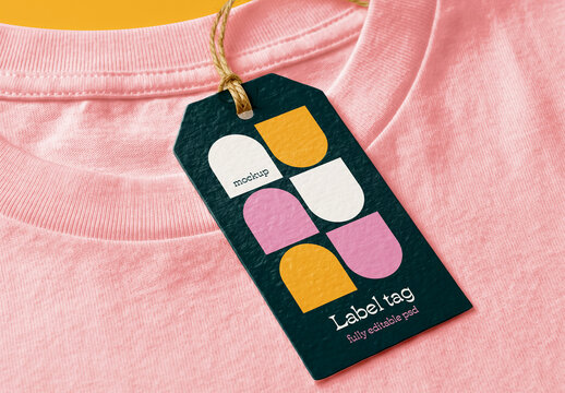 Clothing Label Tag Mockup on T-Shirt