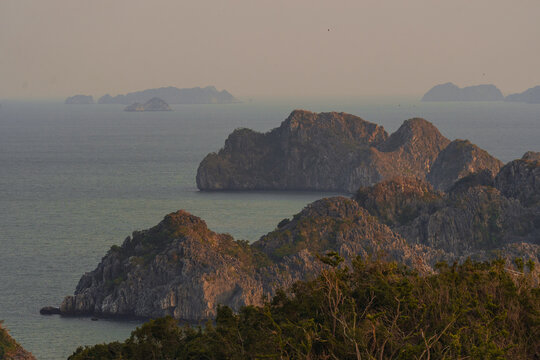 Limestone karst mountain in Ha Long Bay, Vietnam 