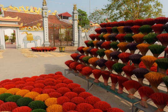 Dyed incense sticks in village in Viet Nam 