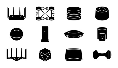 Smart Home Technology Icons Set, Connected Devices & Network Hardware Vector Graphics, Modern Gadget Symbols for Digital Concepts © Farhan