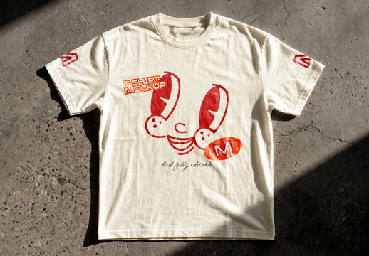 T-Shirt Mockup on Concrete Floor