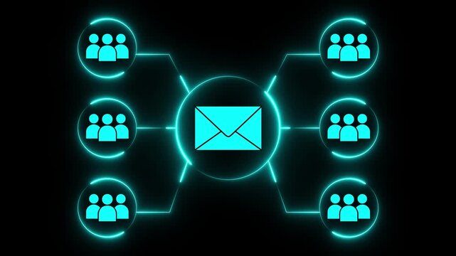 Email security solution concept on the black background. Automated secure mail scanning system and data protection. animation.