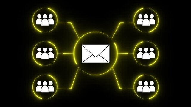 Email security solution concept on the black background. Automated secure mail scanning system and data protection. animation.