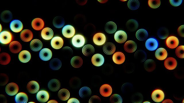 Shimmering Circles: Vibrant abstract background with glowing concentric rings creating a relaxing and inspiring loop. Perfect for events, wellness, and modern presentations.