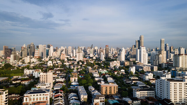 Bangkok Skyline in the Morning at Sunrise