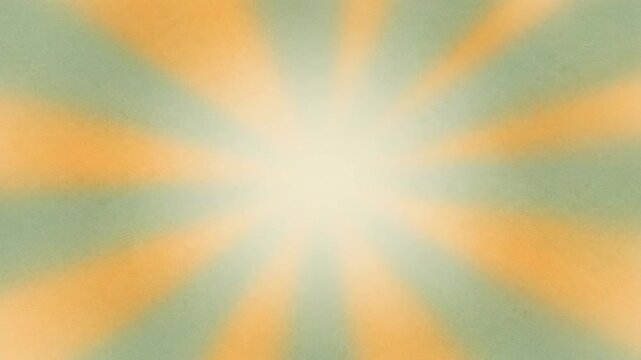 Retro sunburst rays rotating on vintage orange and green background for design and decoration