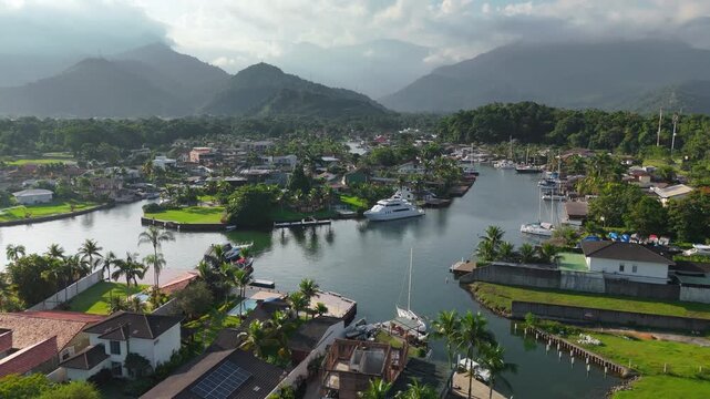 Aerial view of the Marina Bracuhy near the town of Angra dos Reis in Brazil