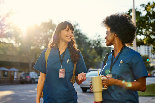 Two Medical Workers Walk in Florida